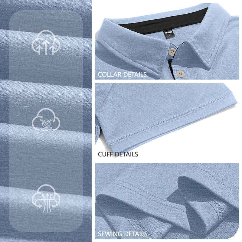 AZUKI Men's Short-Sleeve Cotton-Blend Pocket Polo