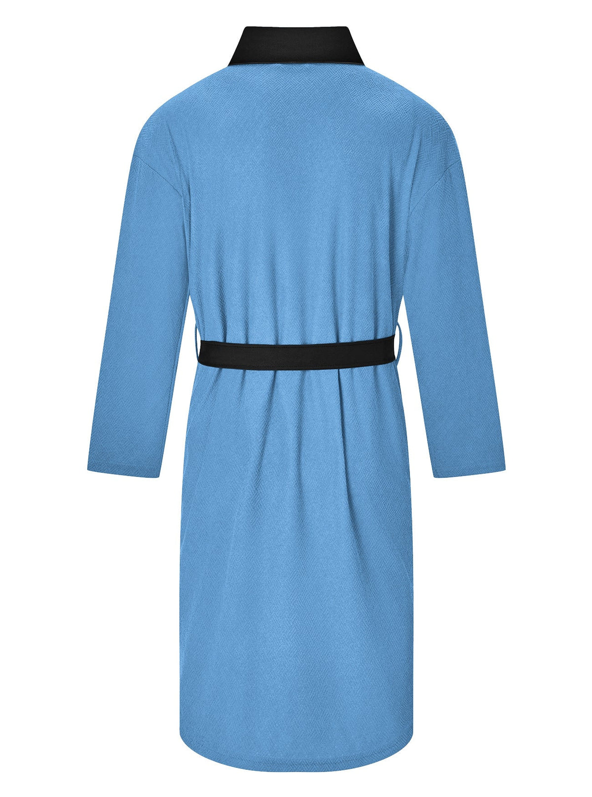 AZUKI Men's Textured Terry Bathrobe with Belt and Pockets