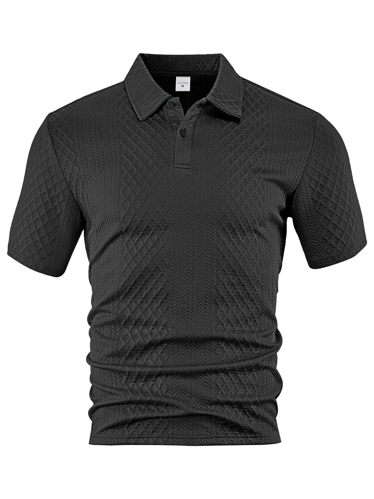 AZUKI Men's Geometric Jacquard Polo Shirt
