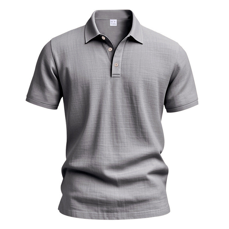 AZUKI Men's Linen-Blend Short Sleeve Polo