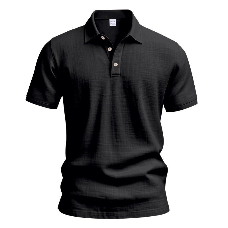 AZUKI Men's Linen-Blend Short Sleeve Polo
