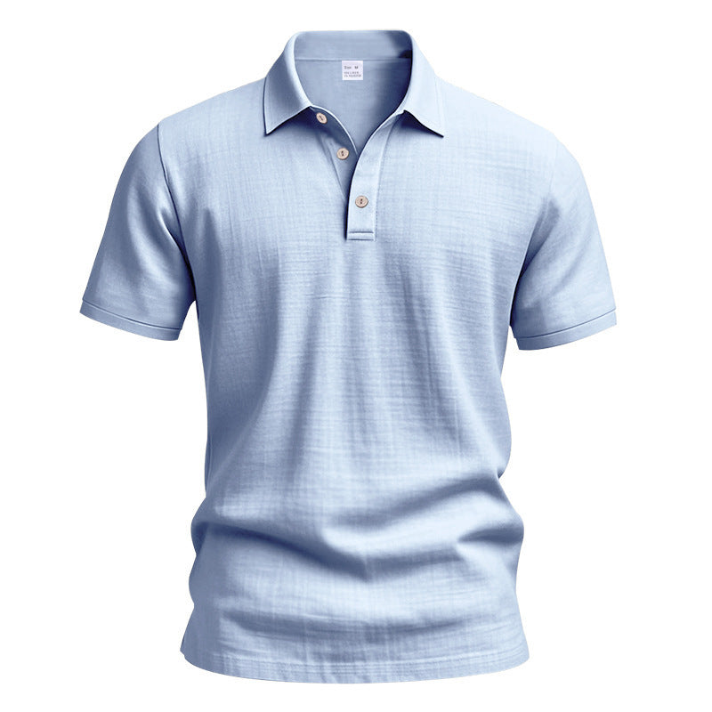 AZUKI Men's Linen-Blend Short Sleeve Polo