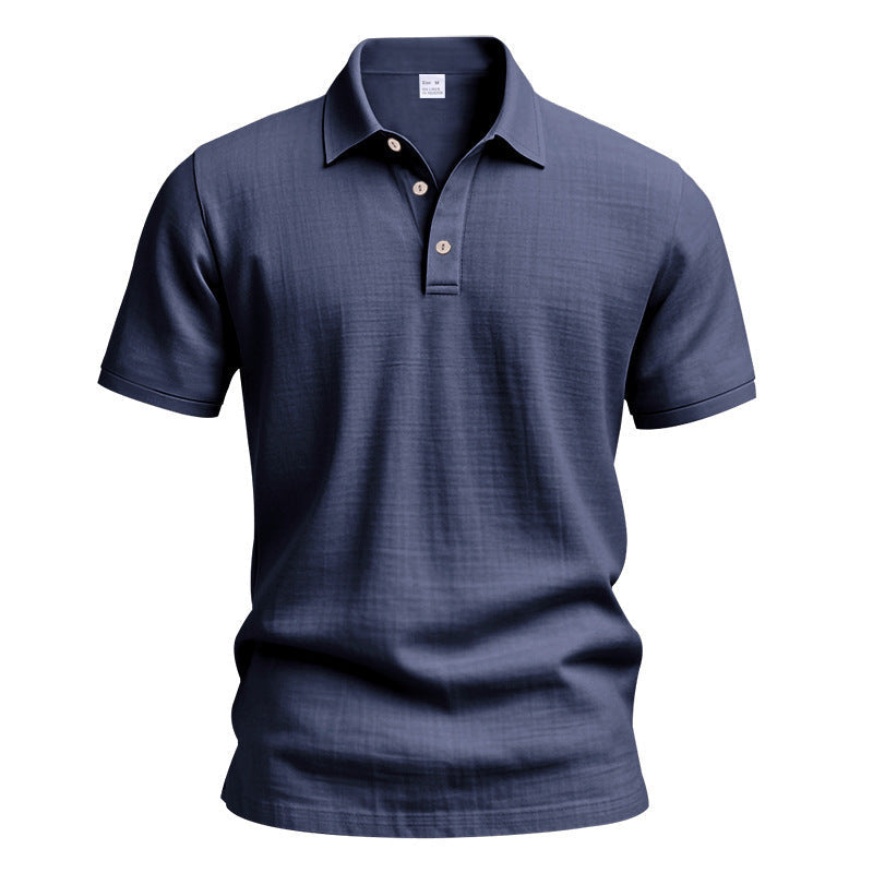 AZUKI Men's Linen-Blend Short Sleeve Polo