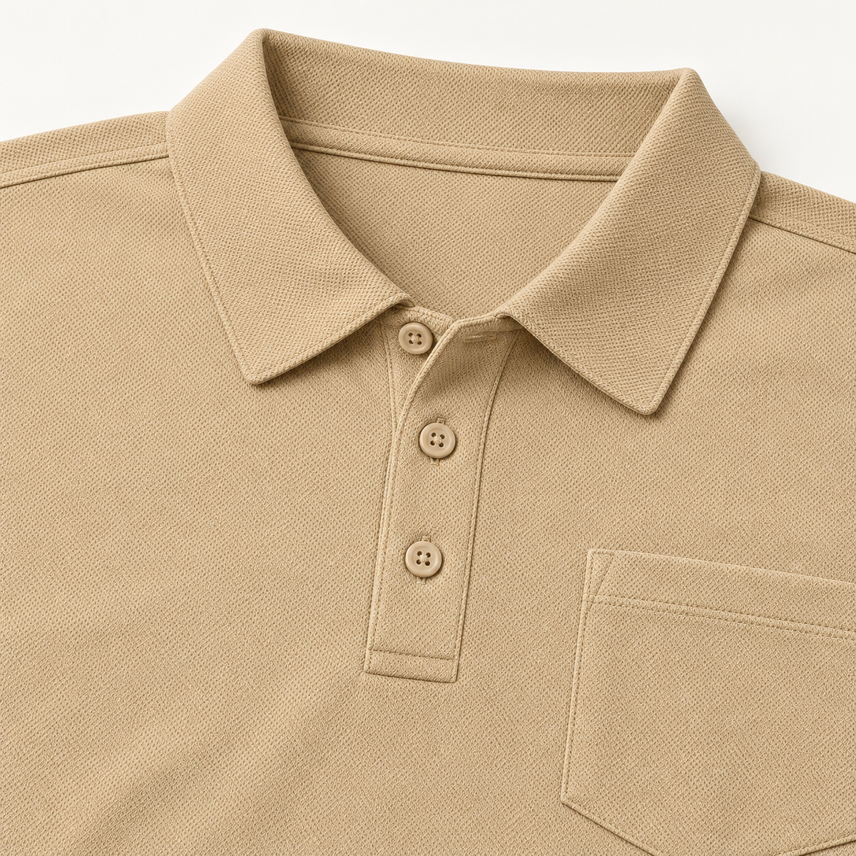 AZUKI Men's Long Sleeve Birdseye Pocket Polo