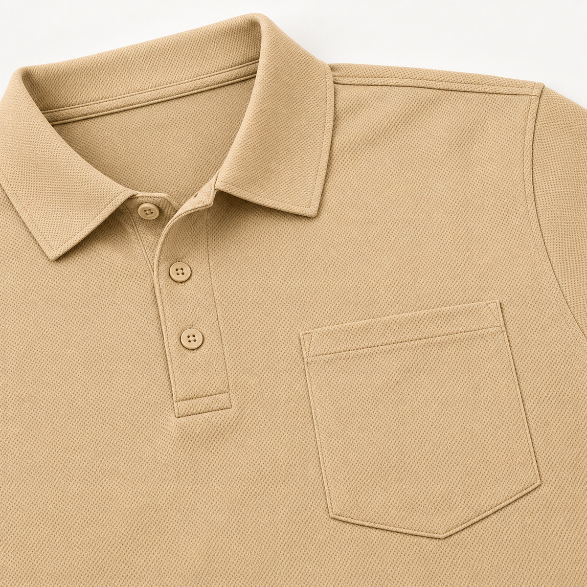 AZUKI Men's Long Sleeve Birdseye Pocket Polo
