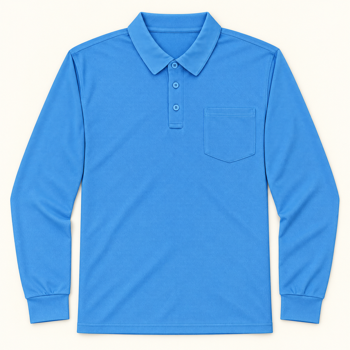 AZUKI Men's Long Sleeve Birdseye Pocket Polo