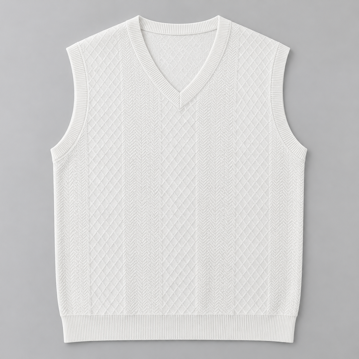 AZUKI Men's V-Neck Jacquard Sweater Vest