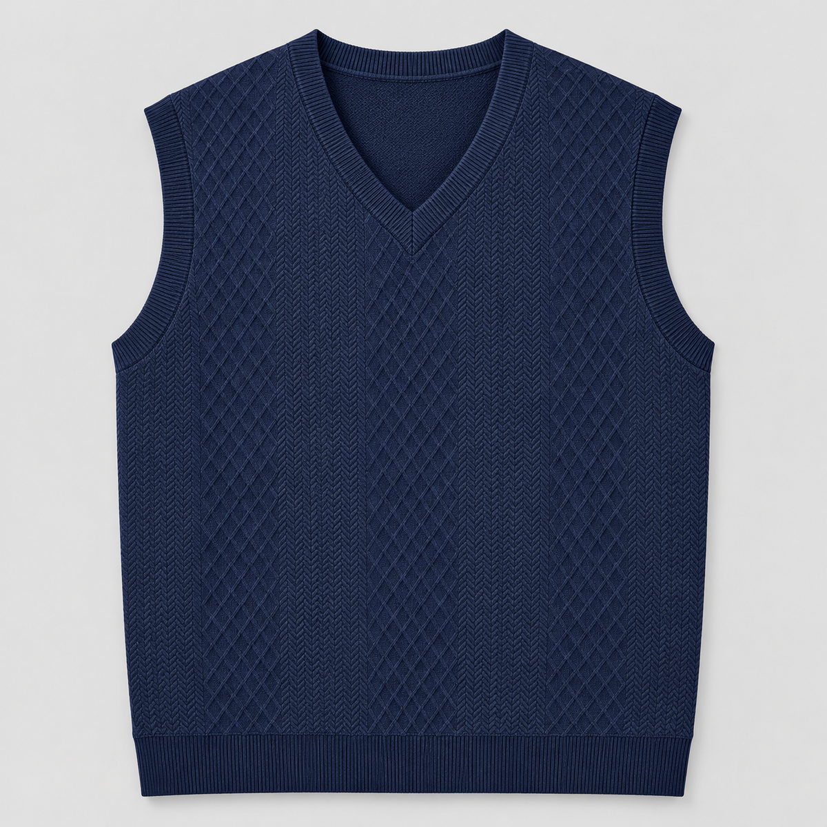 AZUKI Men's V-Neck Jacquard Sweater Vest