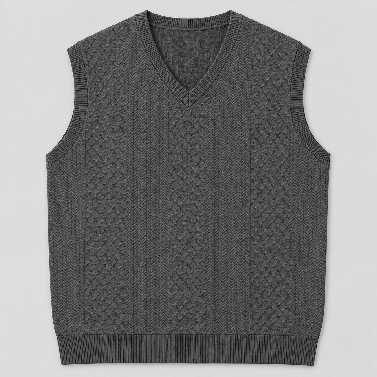 AZUKI Men's V-Neck Jacquard Sweater Vest