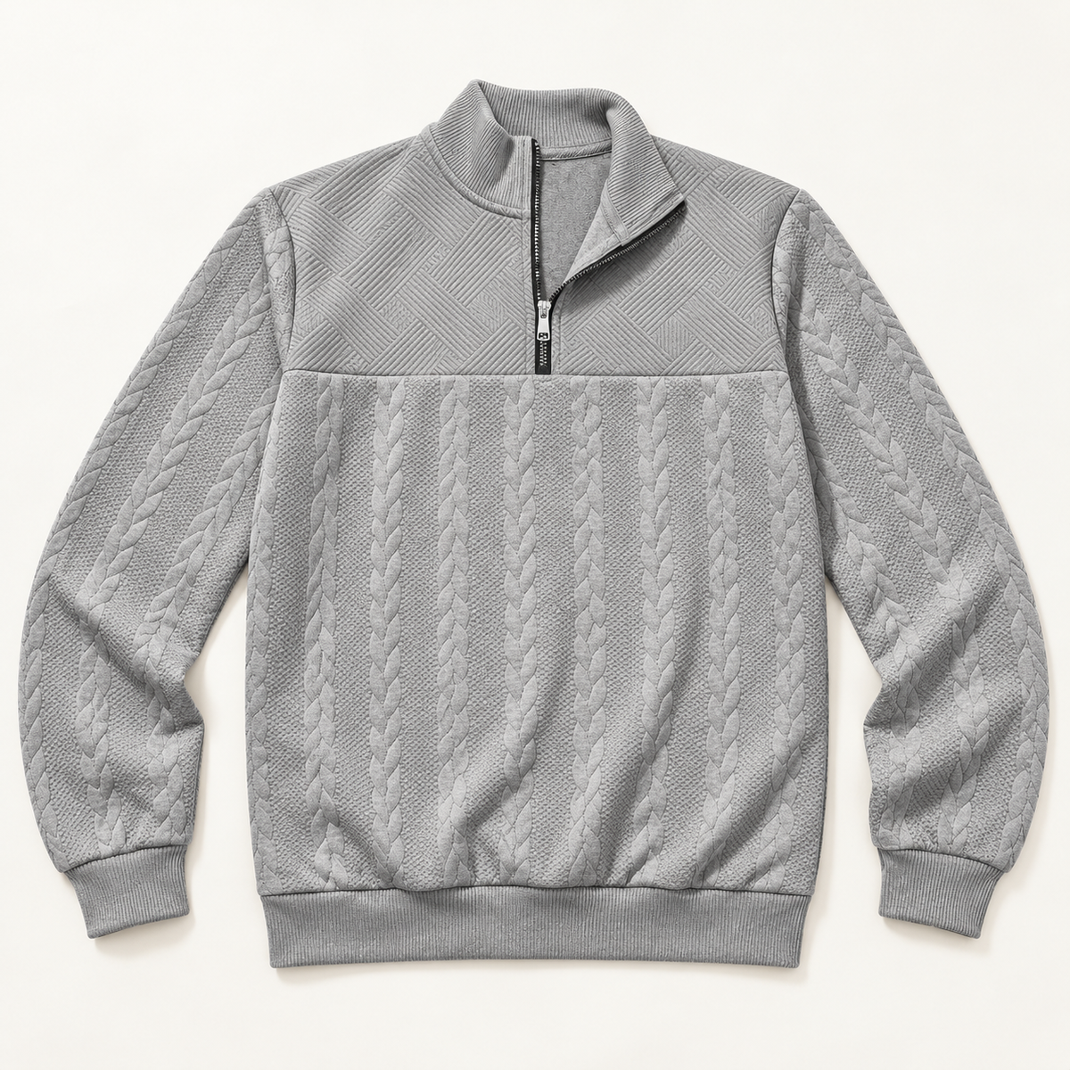 AZUKI Men's Quarter-Zip Jacquard Pullover