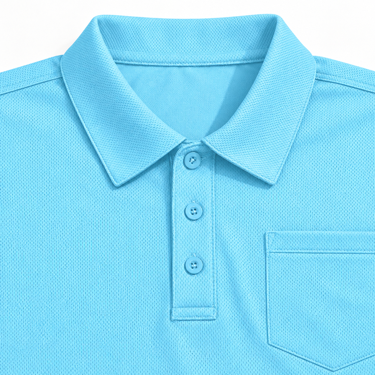 AZUKI Men's Long-Sleeve Birdseye Pocket Polo