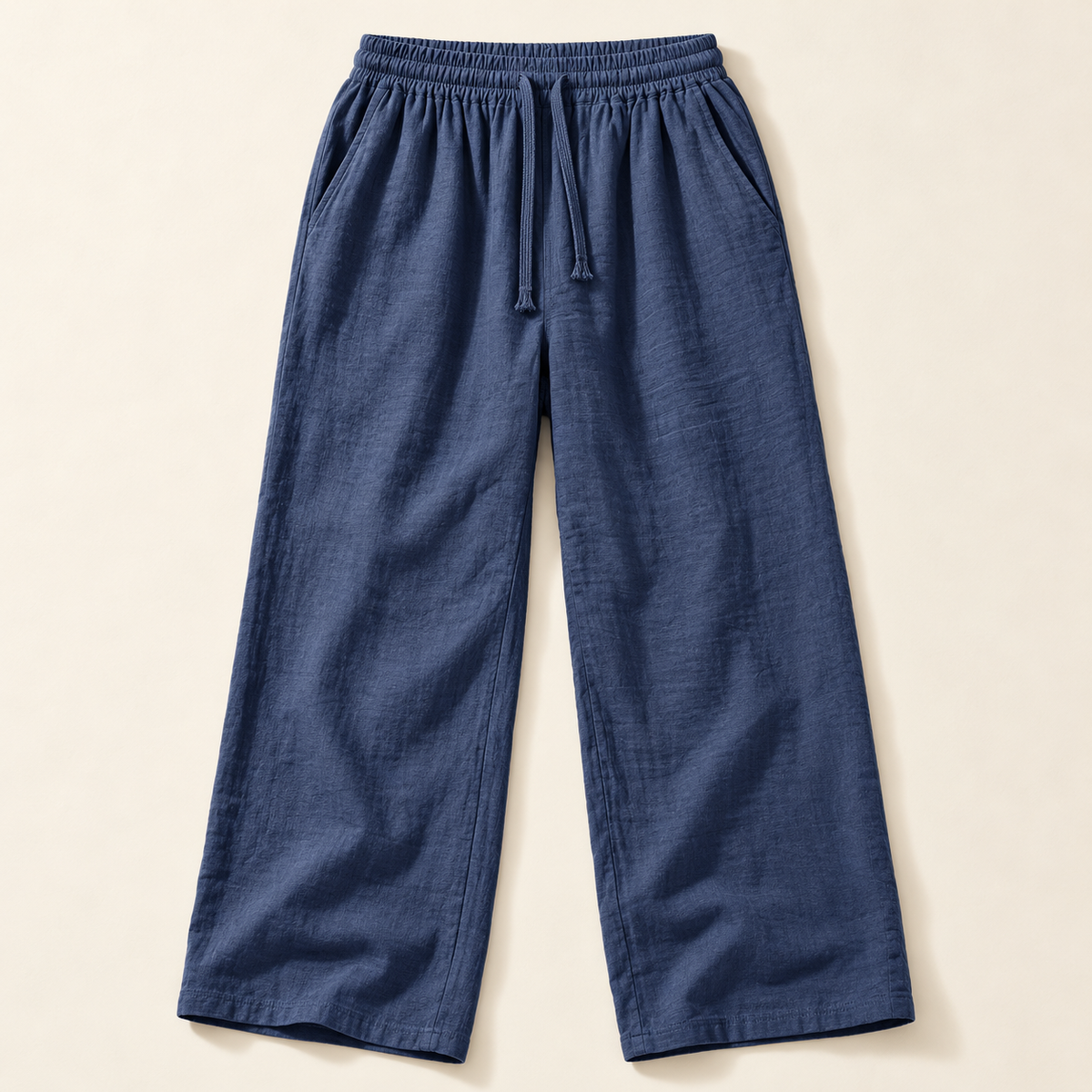 AZUKI Men's Linen-Blend Relaxed Drawstring Pants