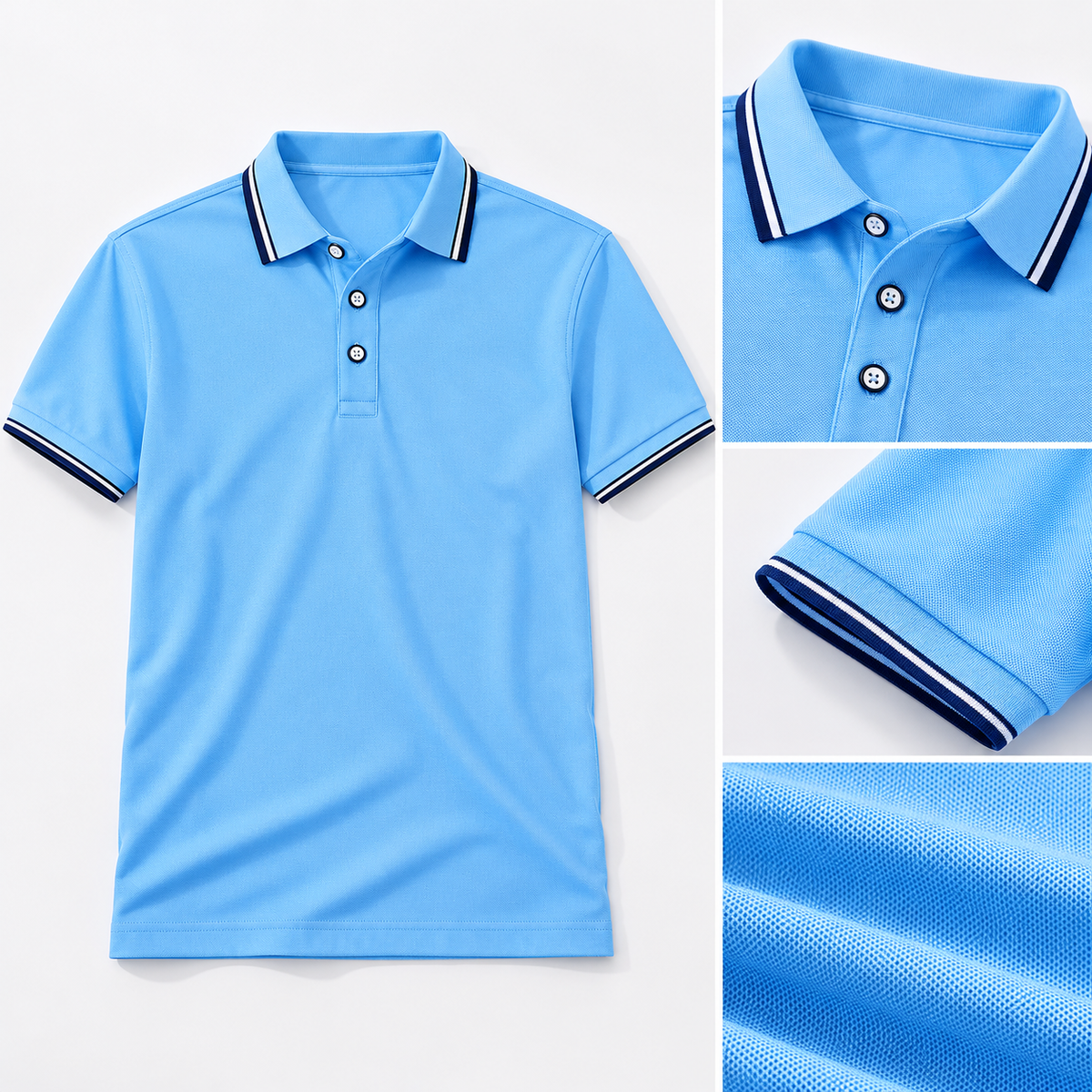 AZUKI Men's Contrast-Tip Piqué Polo