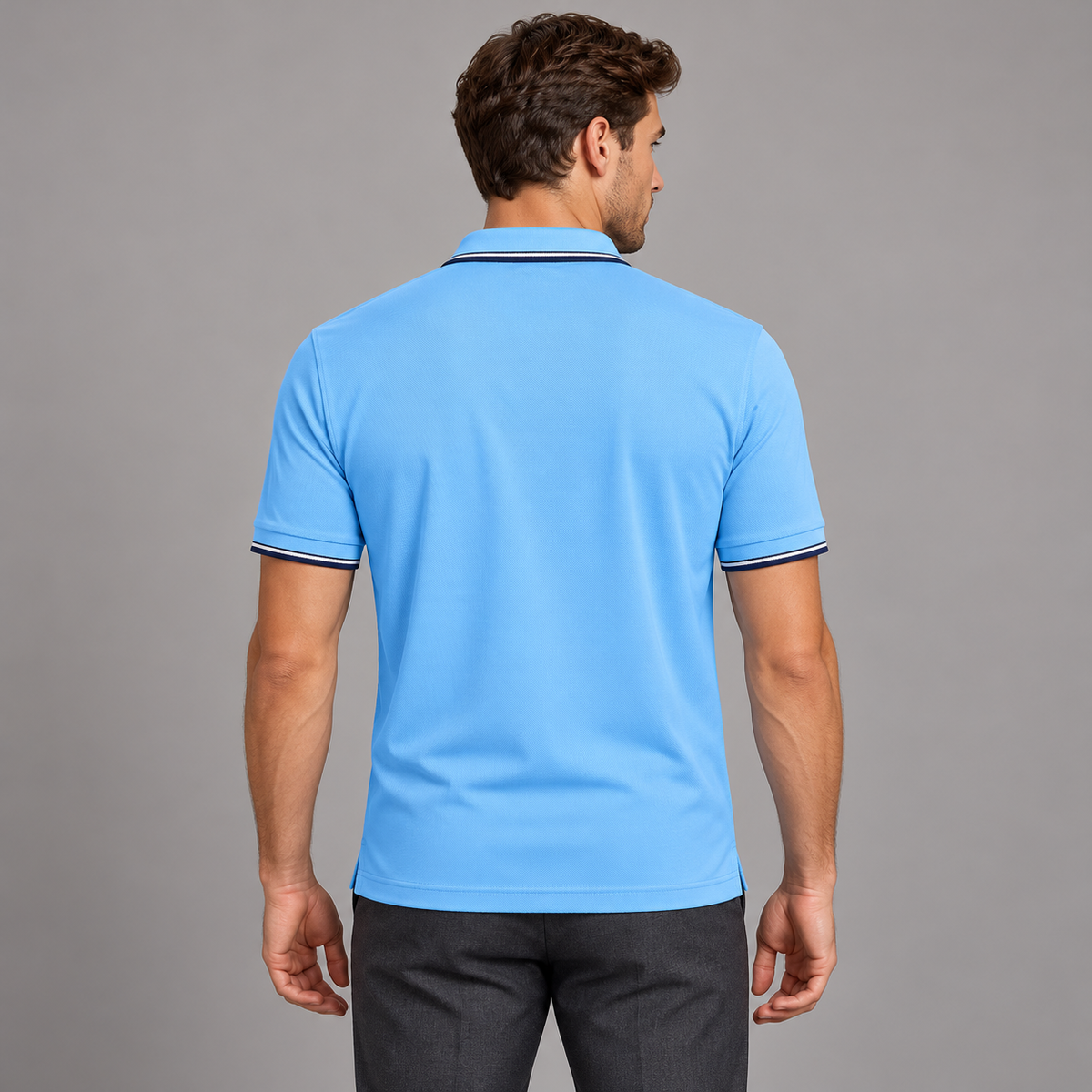 AZUKI Men's Contrast-Tip Piqué Polo
