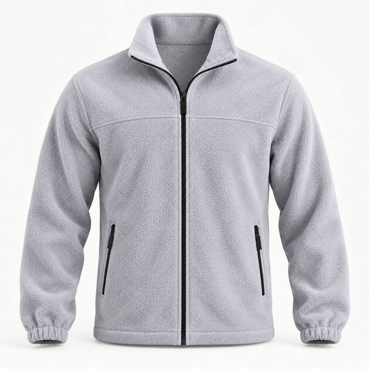 AZUKI Men's Full-Zip Fleece Jacket with Stand Collar