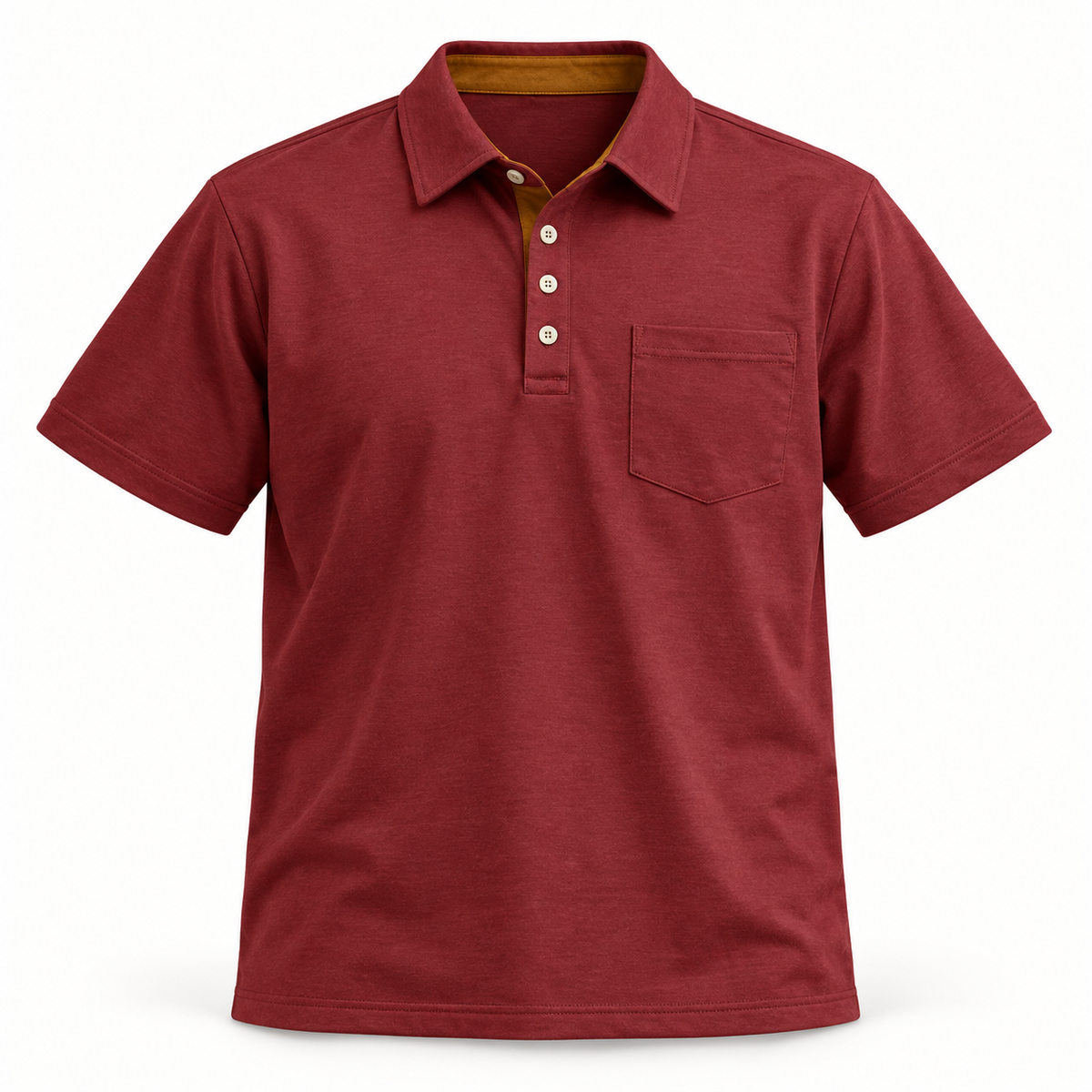 AZUKI Men's Short-Sleeve Cotton-Blend Pocket Polo