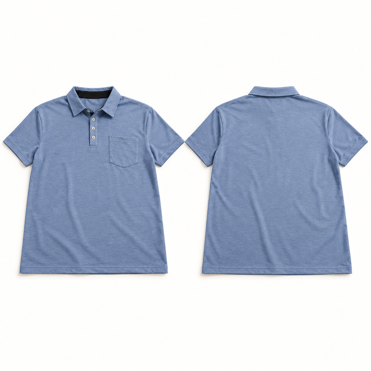 AZUKI Men's Short-Sleeve Cotton-Blend Pocket Polo