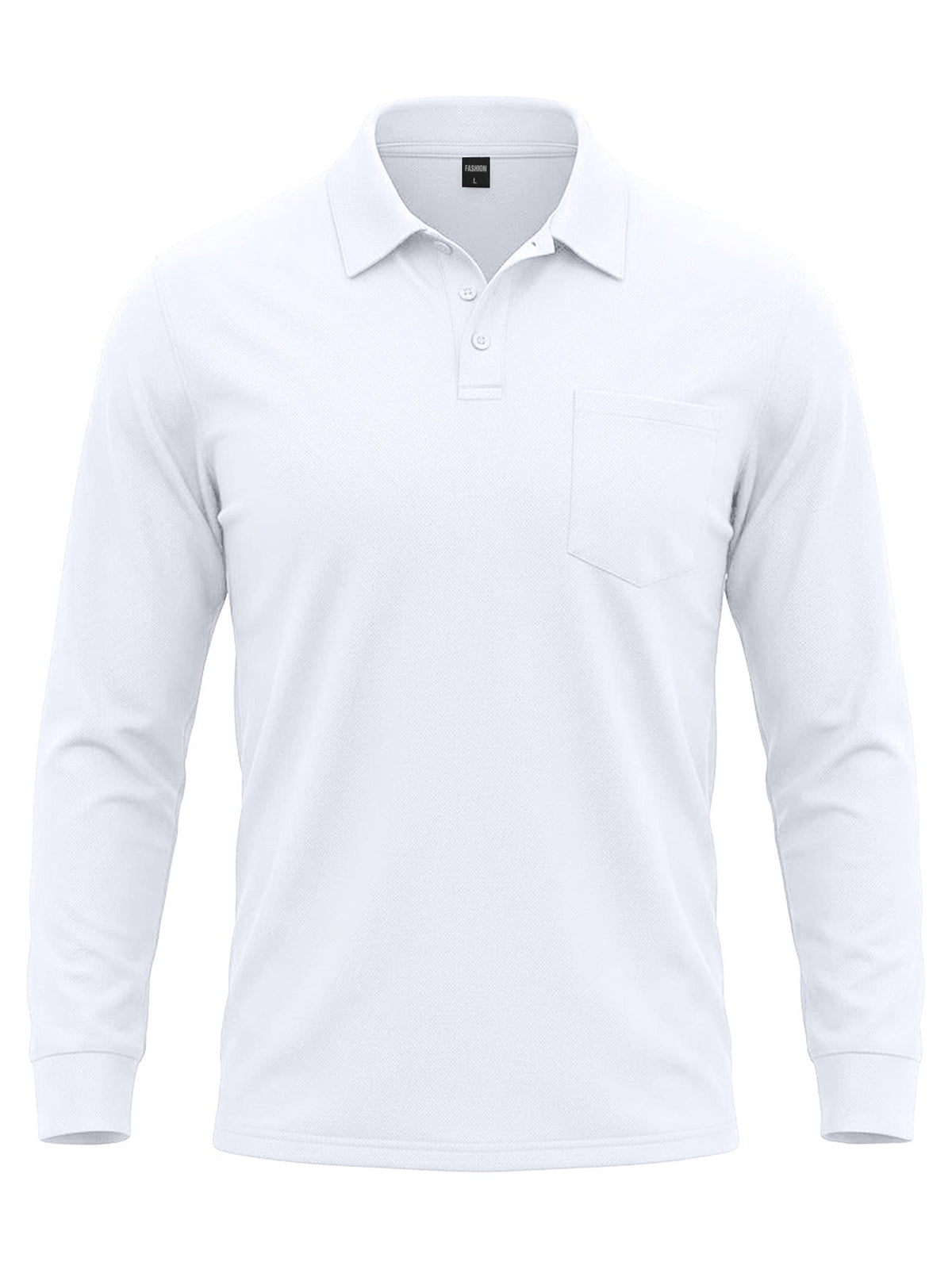 AZUKI Men's Long Sleeve Birdseye Pocket Polo