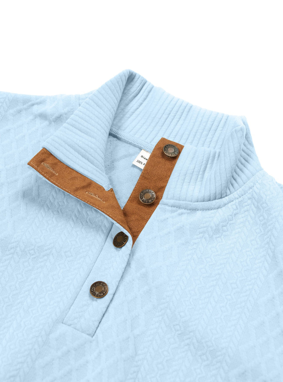 AZUKI Men's Four-Button Jacquard Pullover with Elbow Patches
