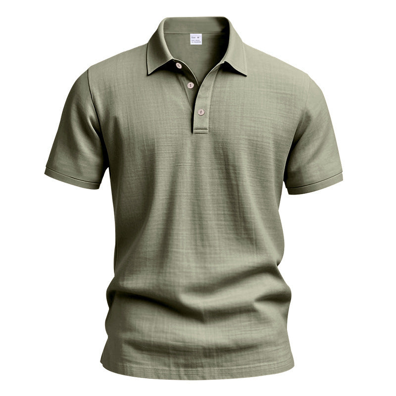 AZUKI Men's Linen-Blend Short Sleeve Polo