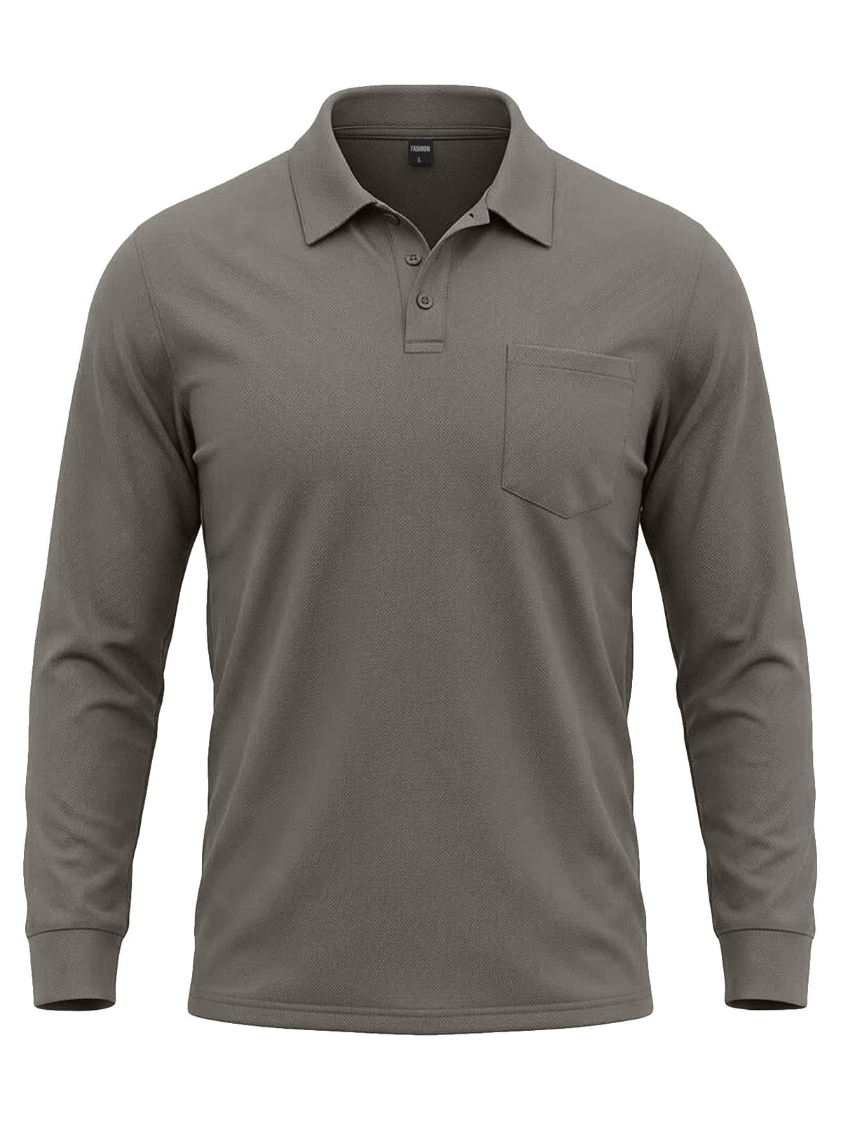 AZUKI Men's Long Sleeve Birdseye Pocket Polo