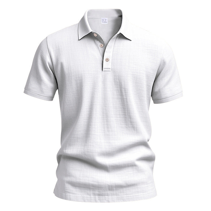 AZUKI Men's Linen-Blend Short Sleeve Polo