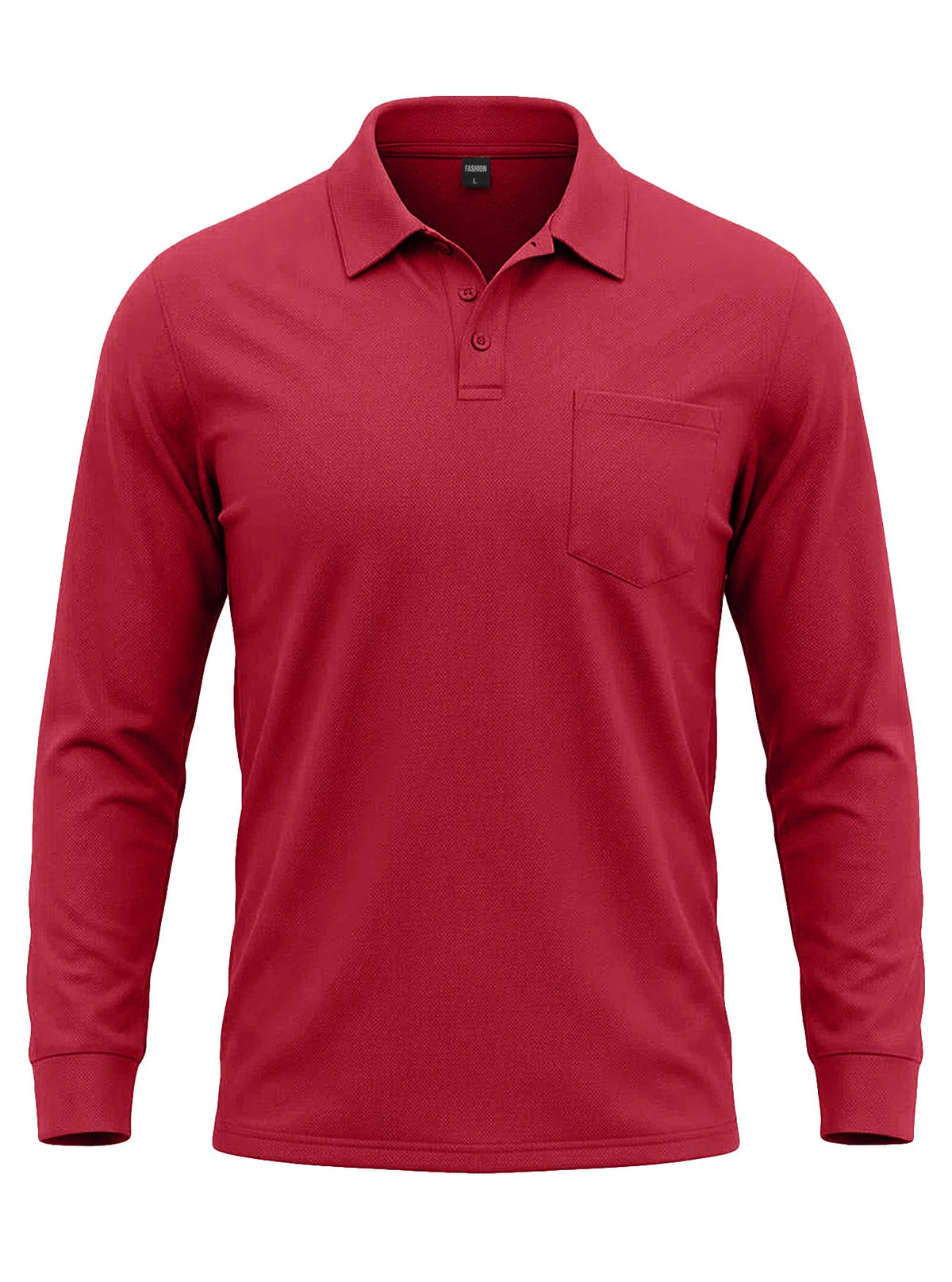 AZUKI Men's Long Sleeve Birdseye Pocket Polo