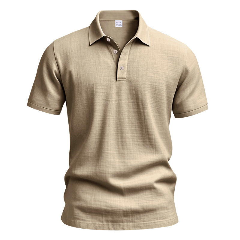 AZUKI Men's Linen-Blend Short Sleeve Polo