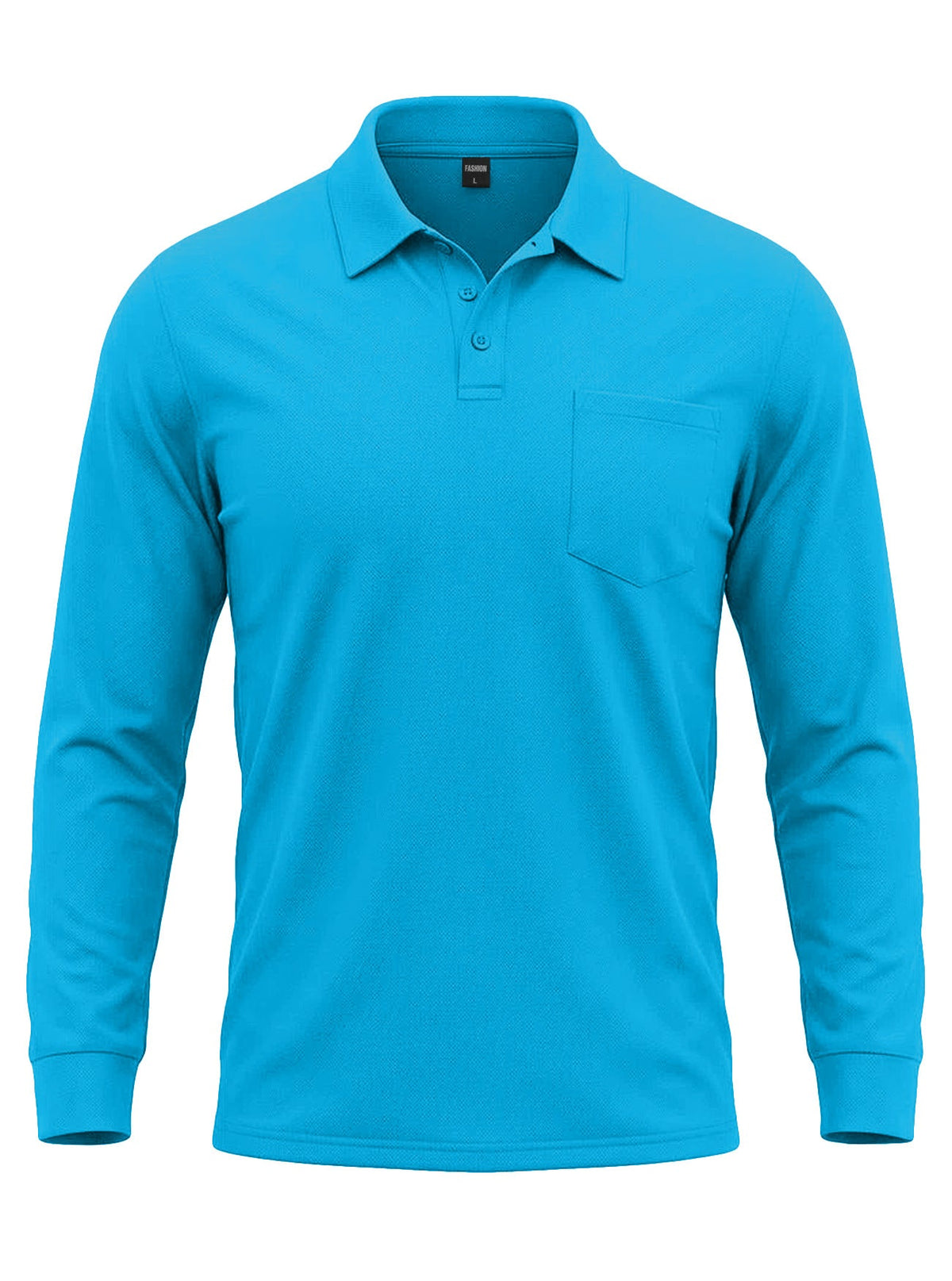 AZUKI Men's Long Sleeve Birdseye Pocket Polo