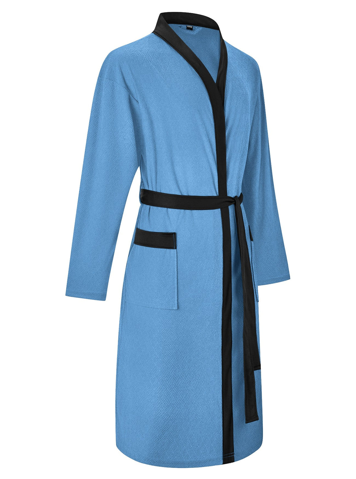AZUKI Men's Textured Terry Bathrobe with Belt and Pockets