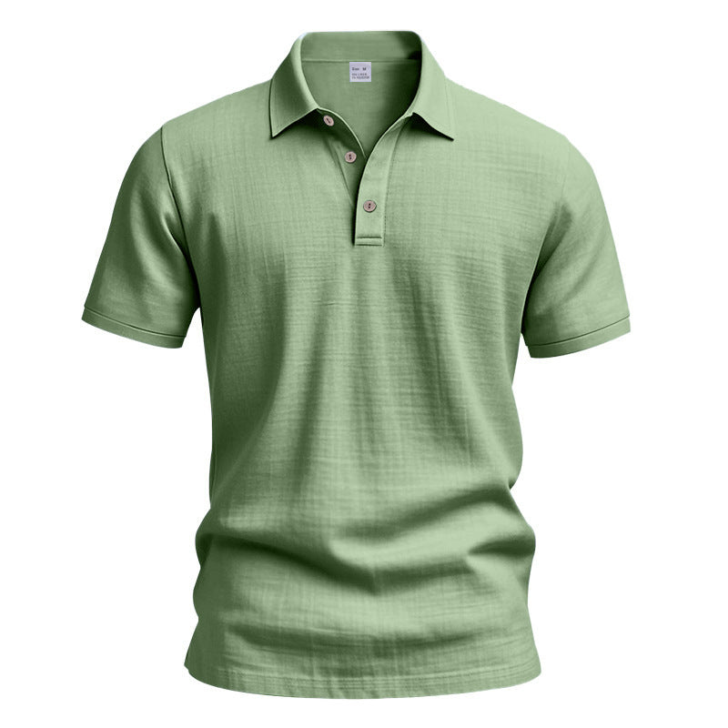 AZUKI Men's Linen-Blend Short Sleeve Polo