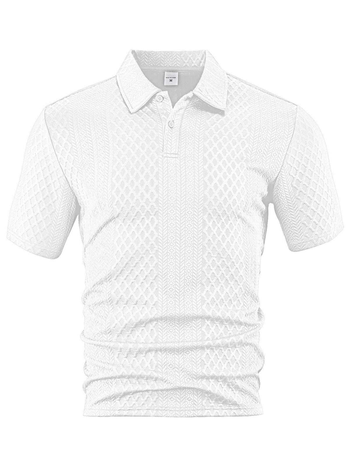 AZUKI Men's Geometric Jacquard Polo Shirt
