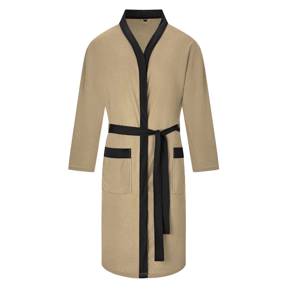 AZUKI Men's Textured Terry Bathrobe with Belt and Pockets
