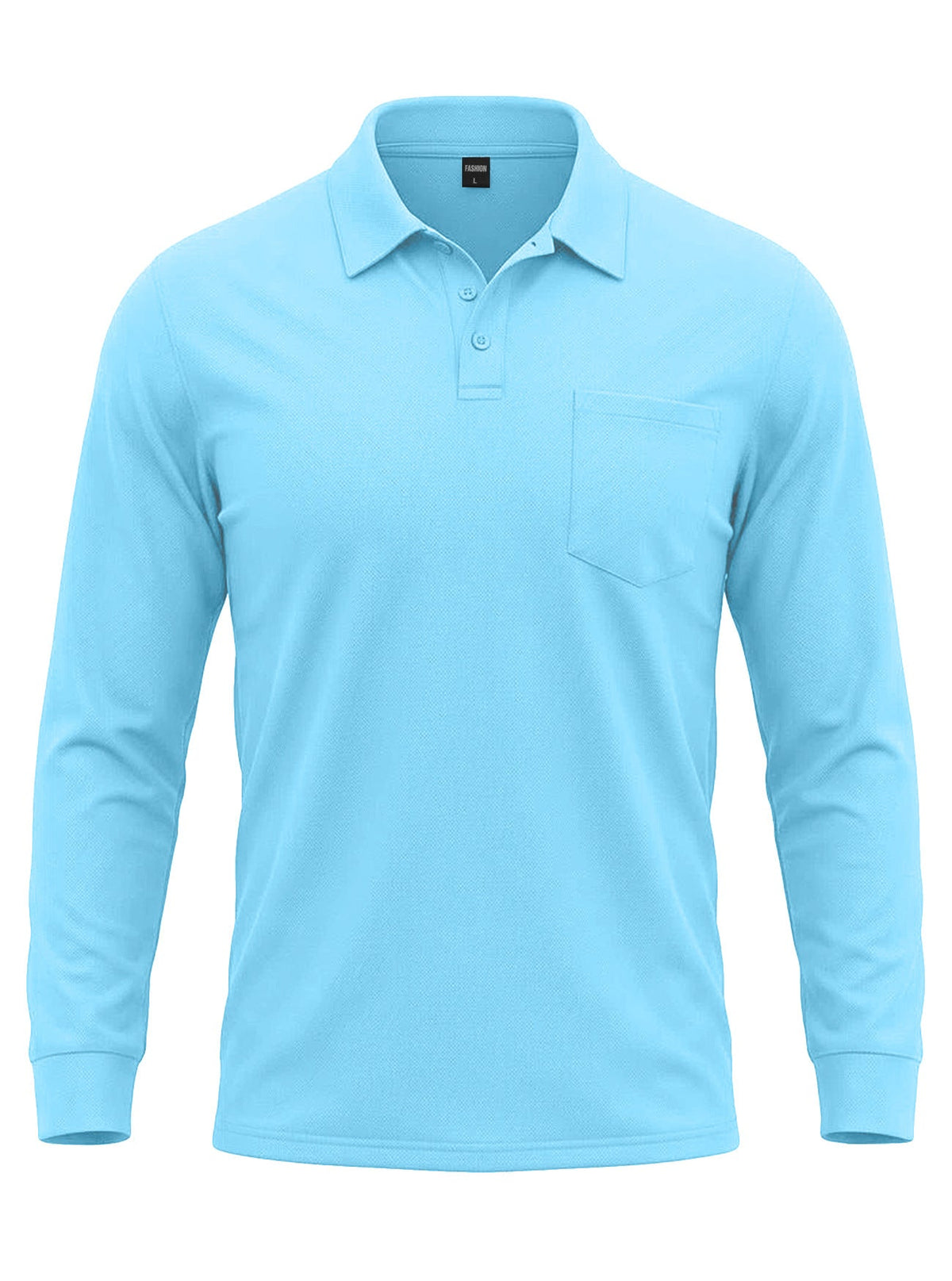 AZUKI Men's Long Sleeve Birdseye Pocket Polo