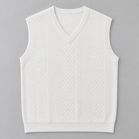 AZUKI Men's V-Neck Jacquard Sweater Vest