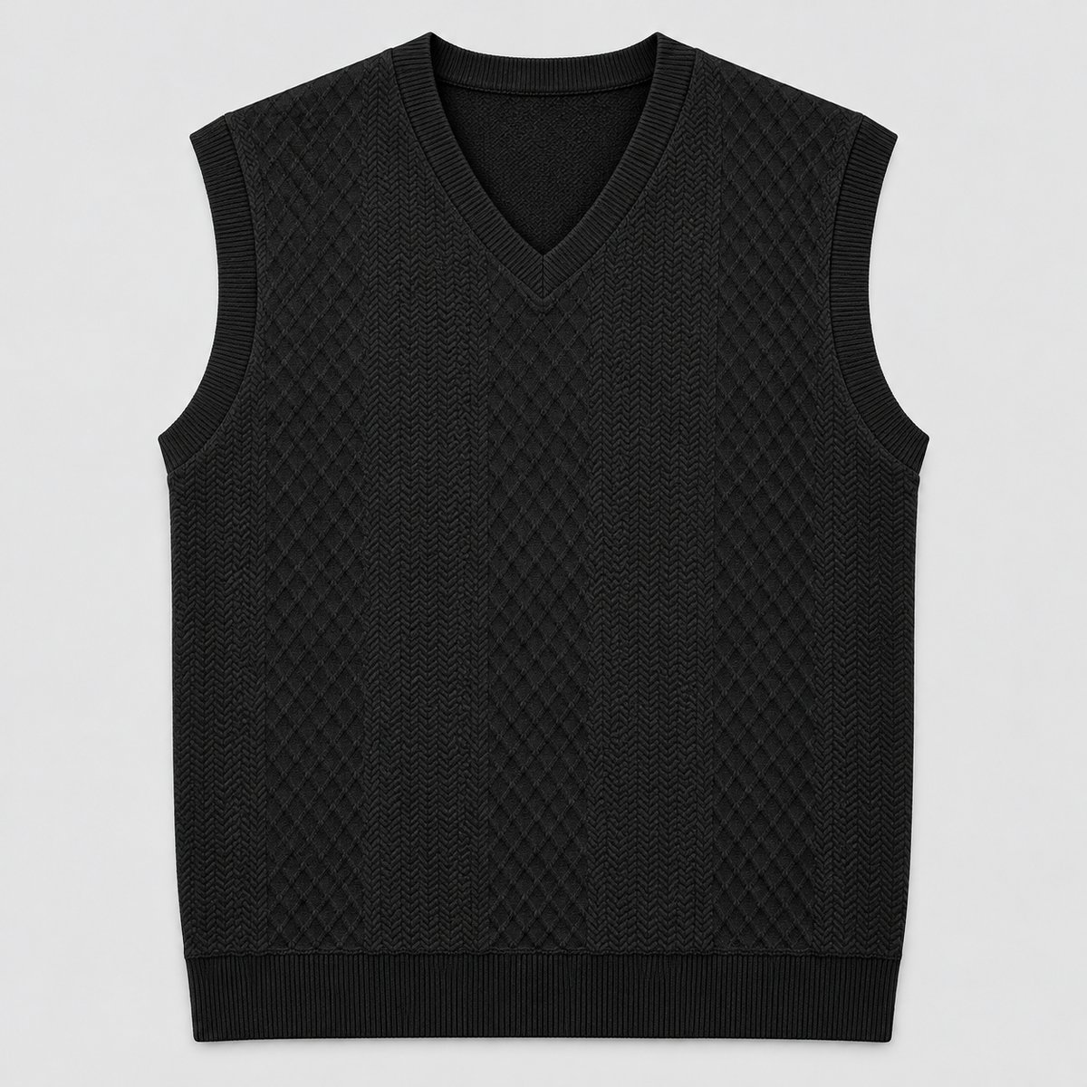 AZUKI Men's V-Neck Jacquard Sweater Vest