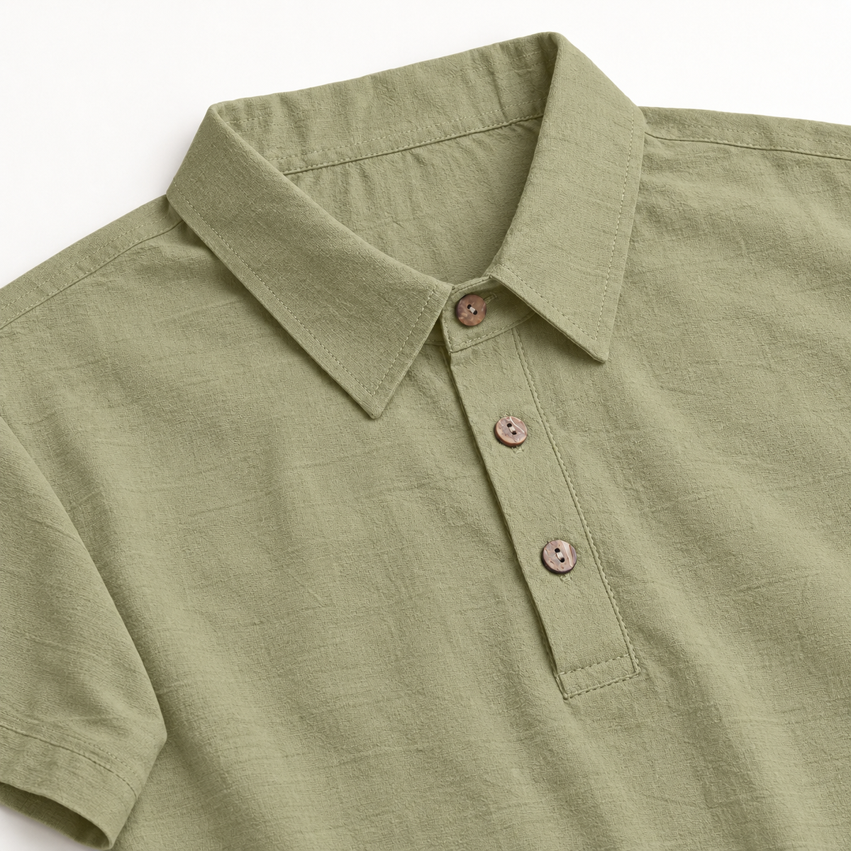 AZUKI Men's Linen-Blend Short Sleeve Polo