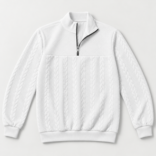 AZUKI Men's Quarter-Zip Jacquard Pullover