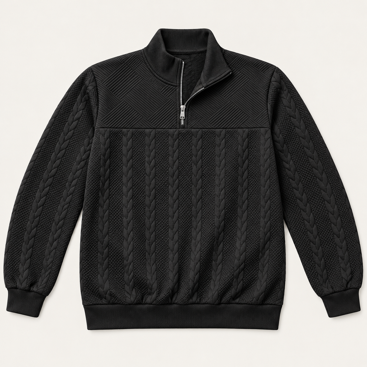 AZUKI Men's Quarter-Zip Jacquard Pullover