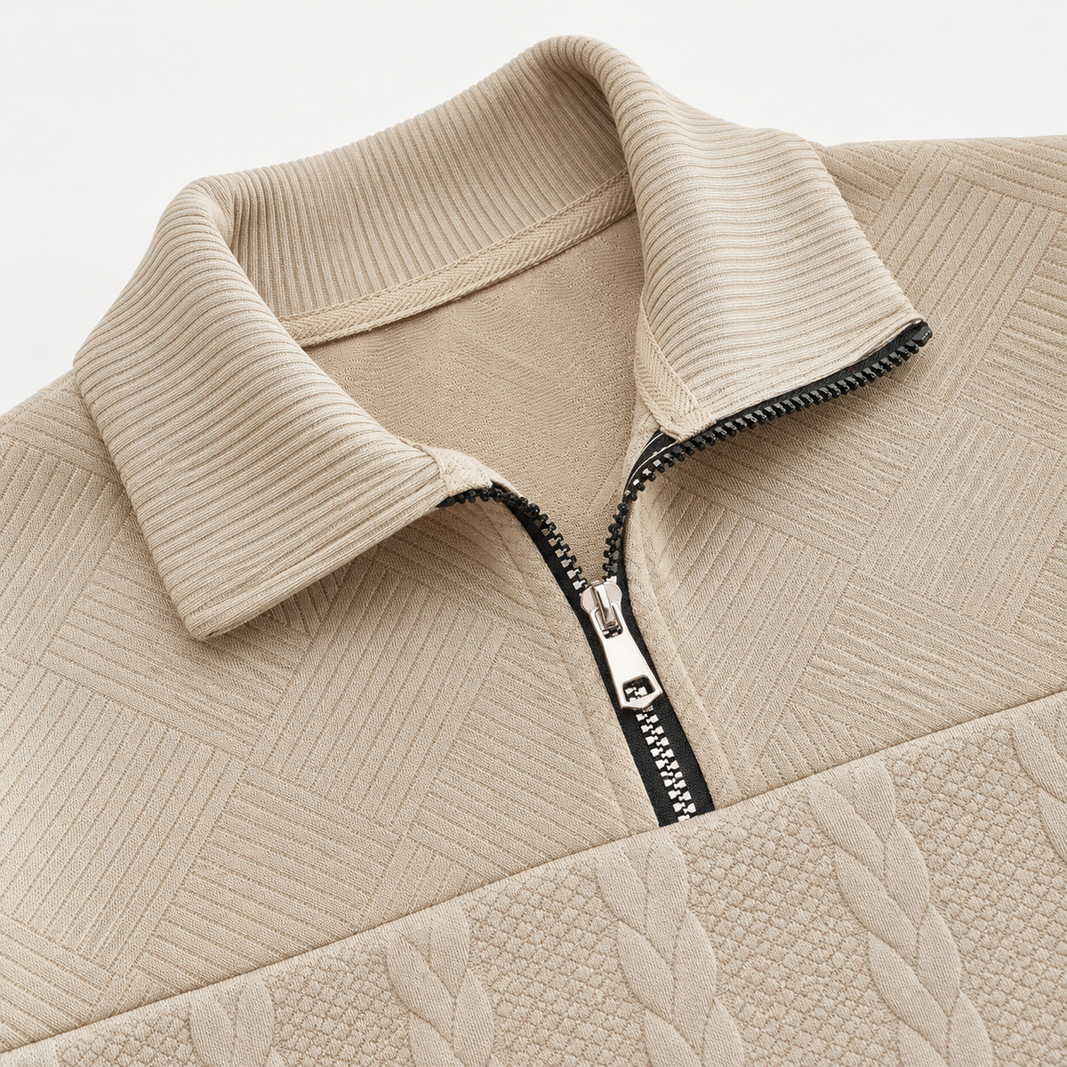 AZUKI Men's Quarter-Zip Jacquard Pullover