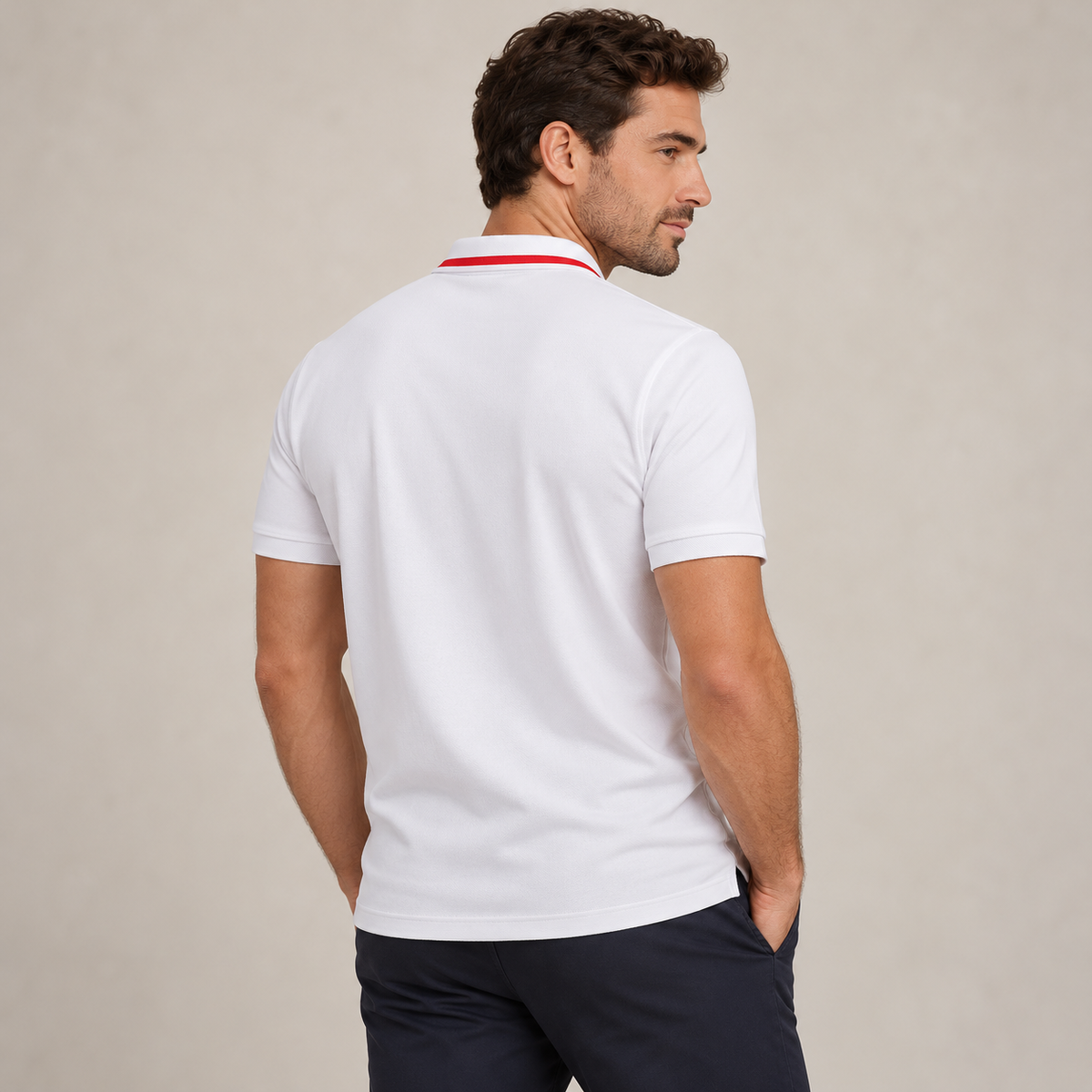 AZUKI Men's Contrast-Tipped Short Sleeve Polo