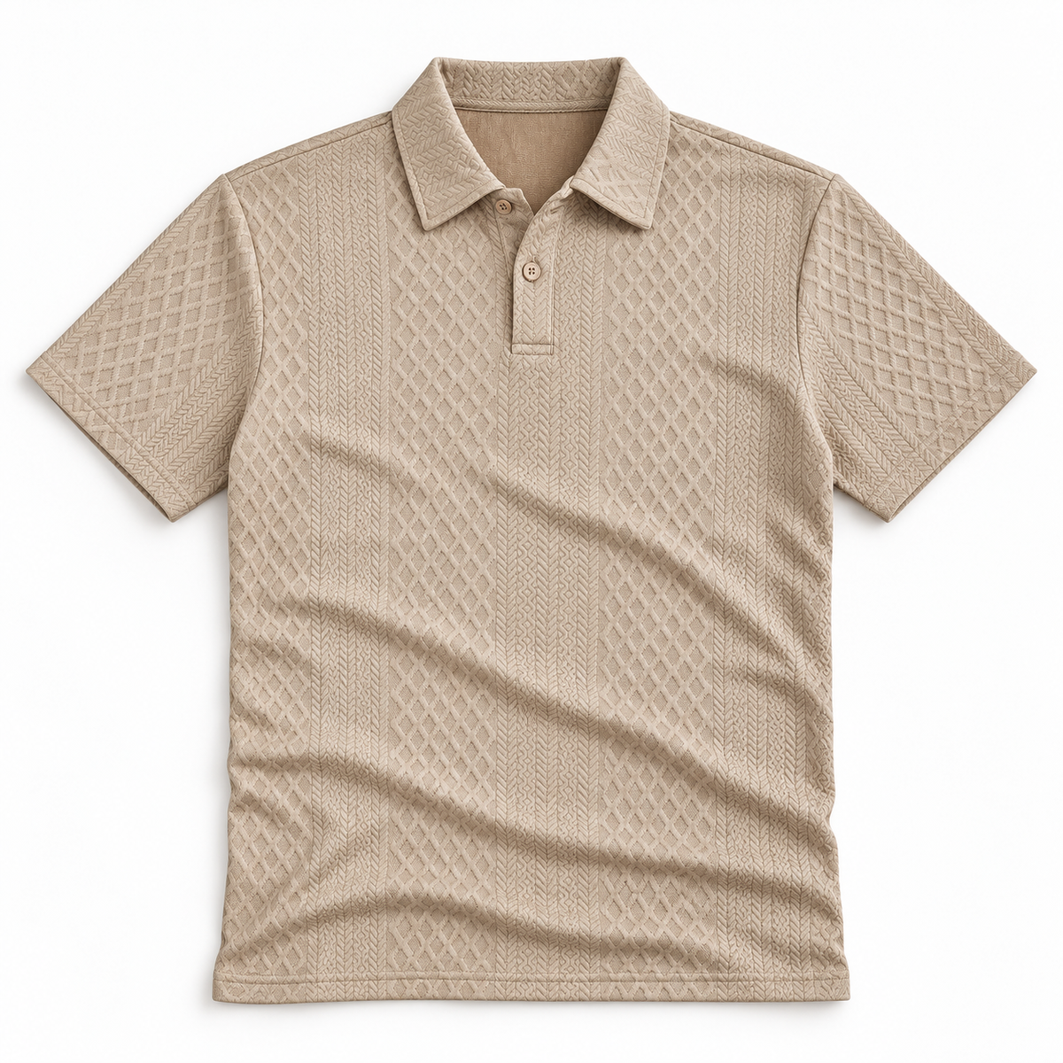 AZUKI Men's Geometric Jacquard Polo Shirt