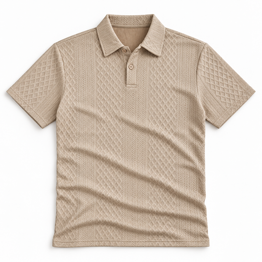 AZUKI Men's Geometric Jacquard Polo Shirt