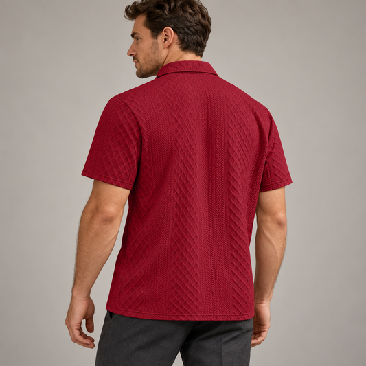 AZUKI Men's Geometric Jacquard Polo Shirt