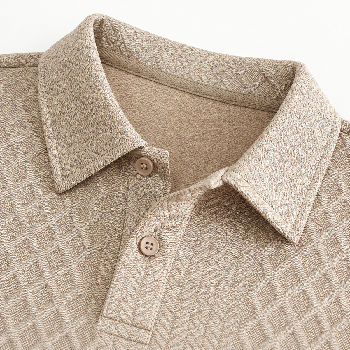 AZUKI Men's Geometric Jacquard Polo Shirt