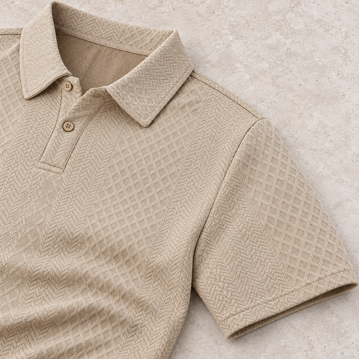 AZUKI Men's Geometric Jacquard Polo Shirt