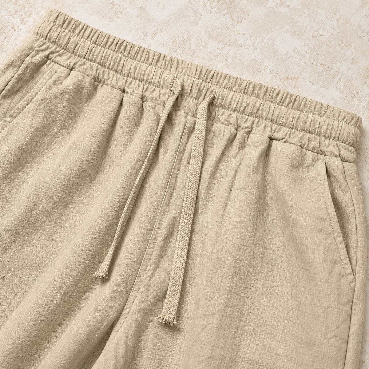 AZUKI Men's Linen-Blend Relaxed Drawstring Pants