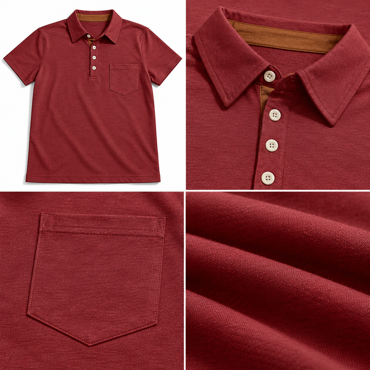 AZUKI Men's Cotton-Blend Four-Button Pocket Polo