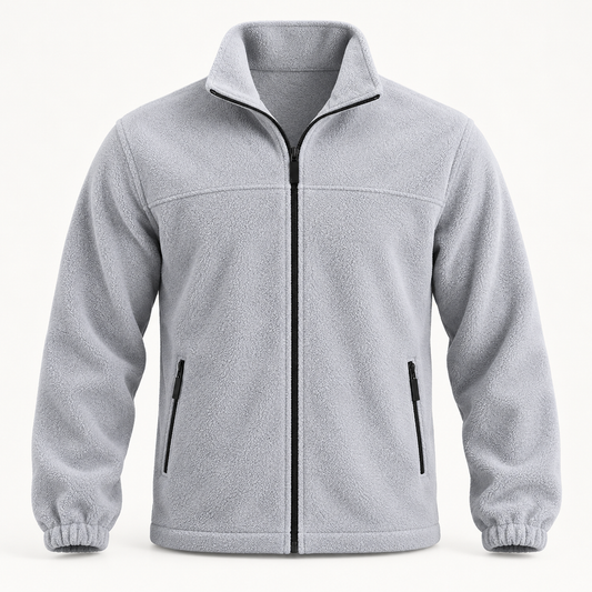 AZUKI Men's Full-Zip Fleece Jacket with Stand Collar