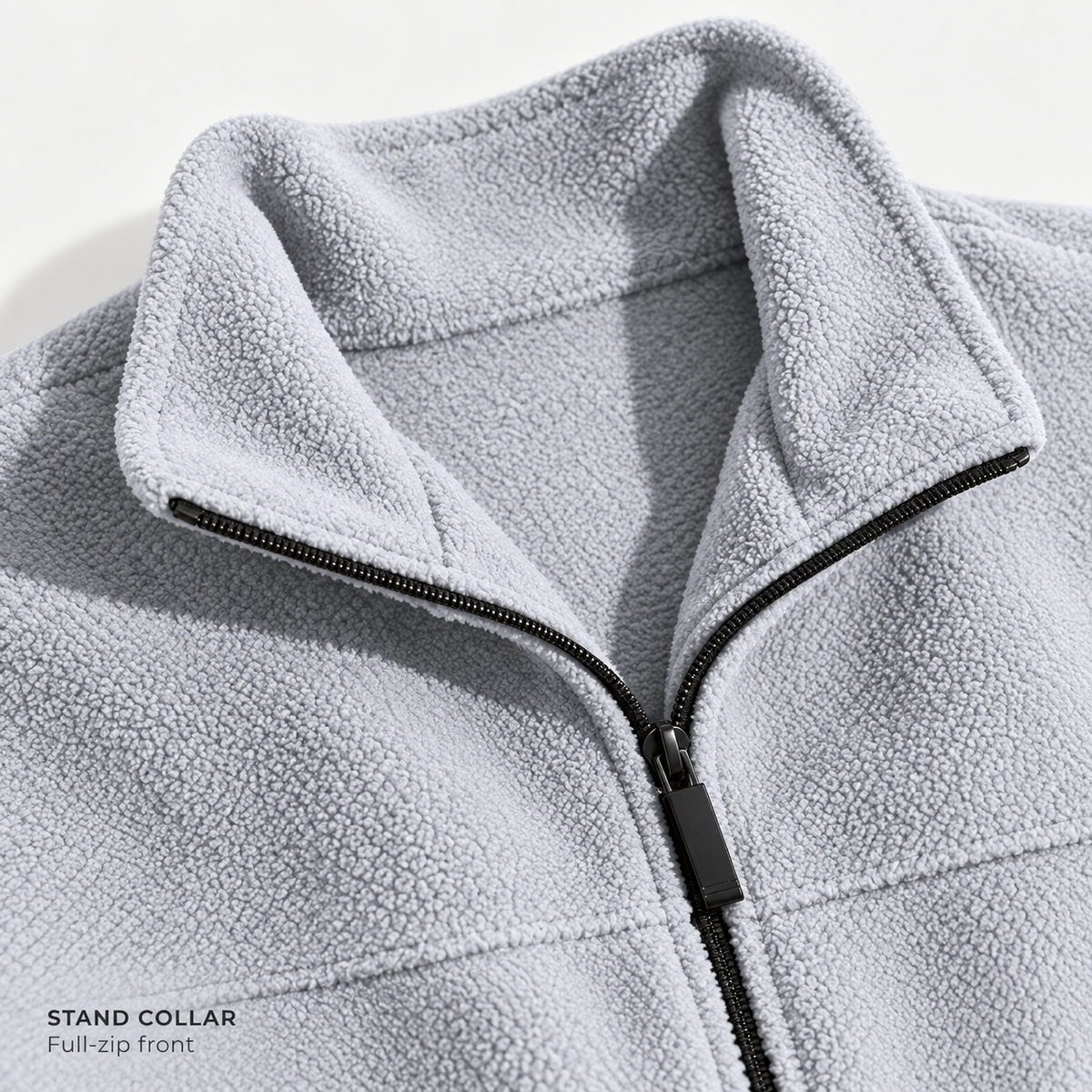 AZUKI Men's Full-Zip Fleece Jacket with Stand Collar